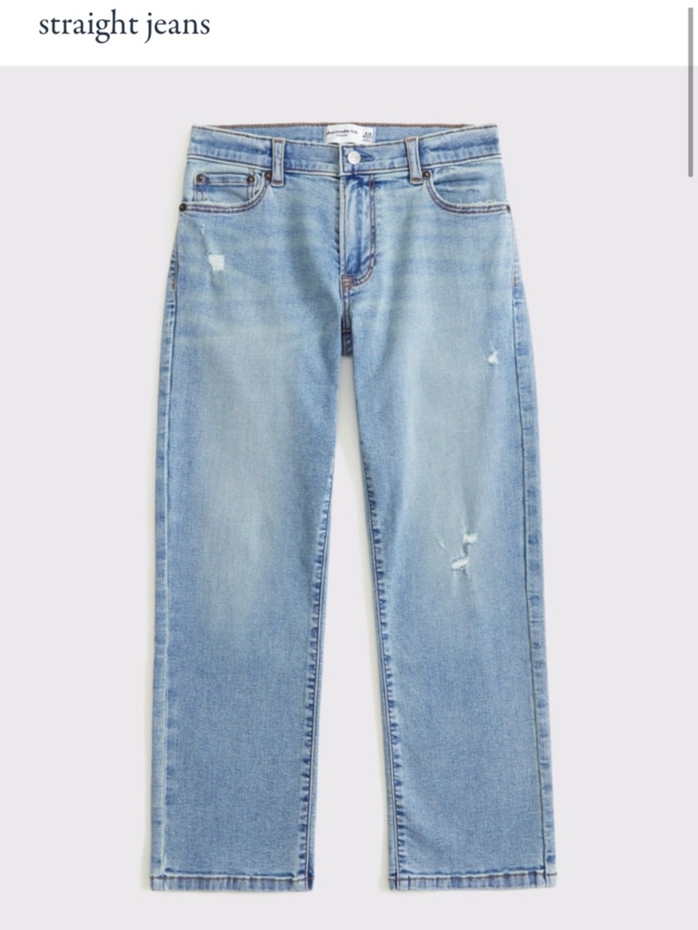 Abercrombie & Fitch Boys Straight Leg Jeans - 7/8 Light Destroy